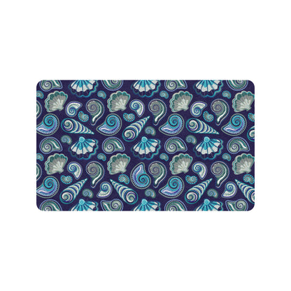 Beach Seashell Blue Print Rubber Doormat