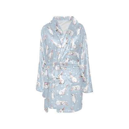 Rabbit Pattern Print Design RB06 Women's Fleece Robe