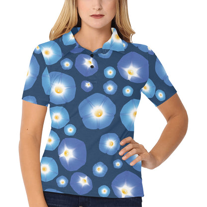 Morning Glory Pattern Print Design 02 Women's Polo Shirt