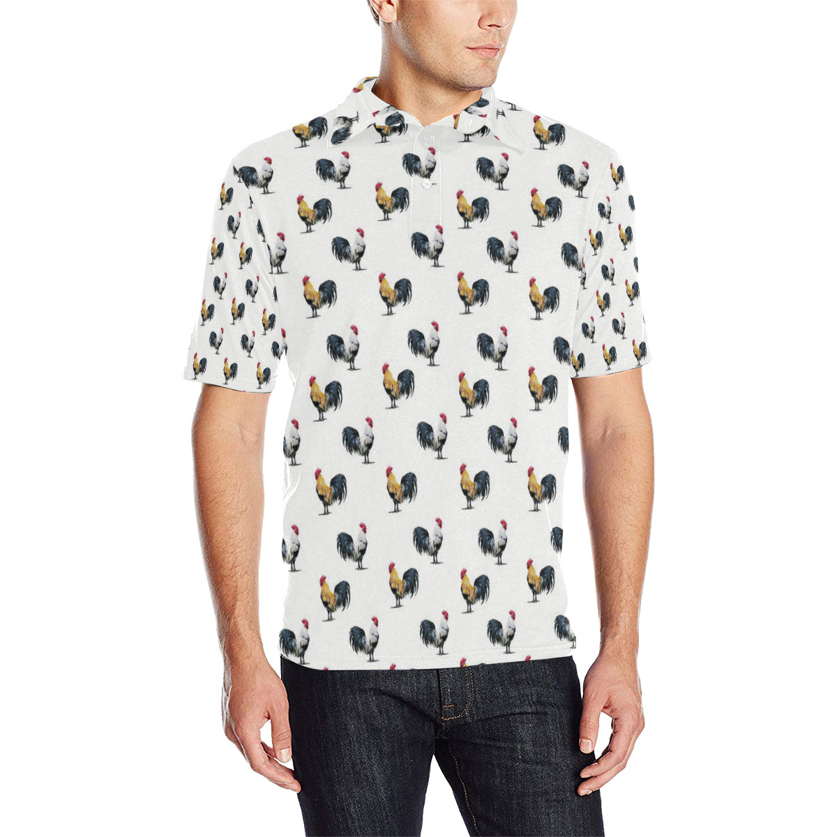 Chicken Pattern Print Design 02 Men Polo Shirt