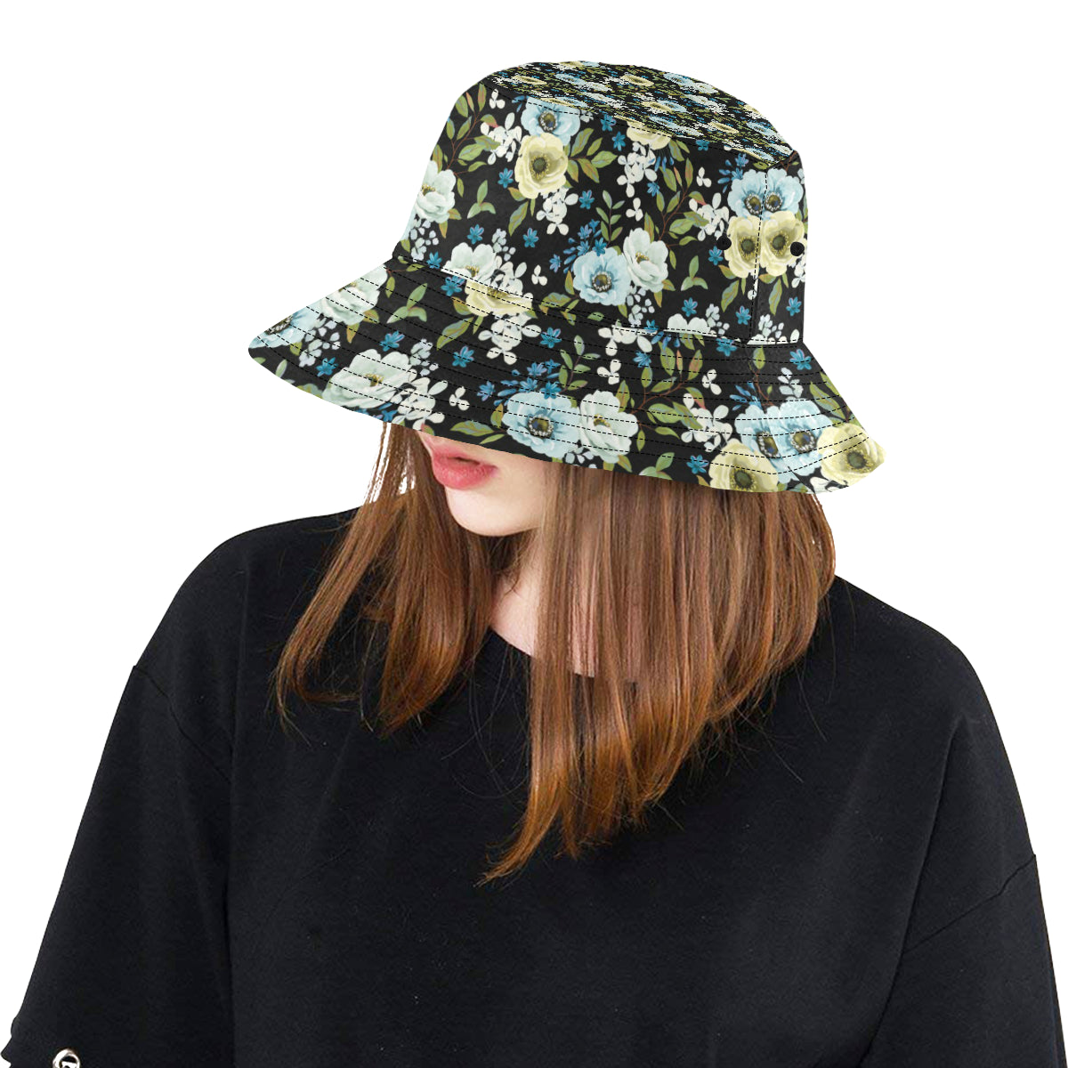 Anemone Pattern Print Design AM03 Unisex Bucket Hat