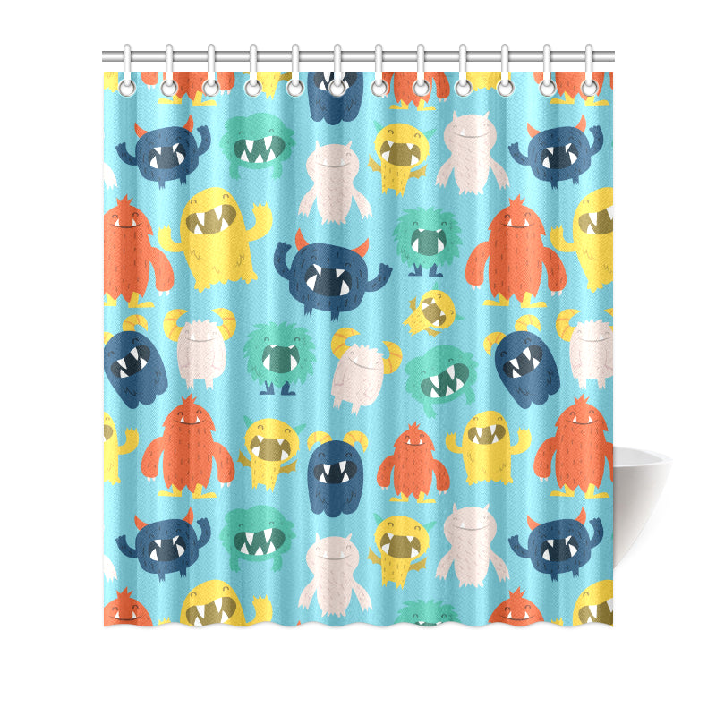 Monster Cartoon Pattern Print Design 03 Shower Curtain