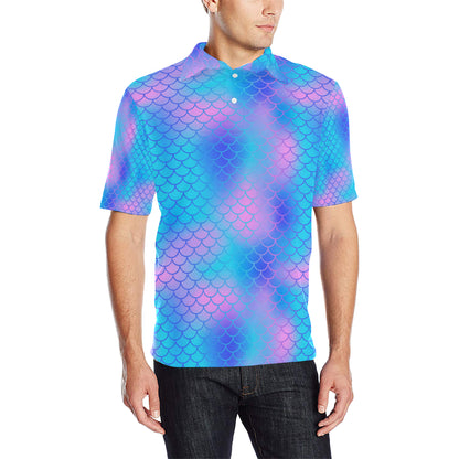 Mermaid Scales Pattern Print Design 04 Men Polo Shirt