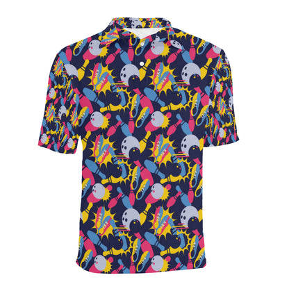 Bowling Pattern Print Design 02 Men Polo Shirt