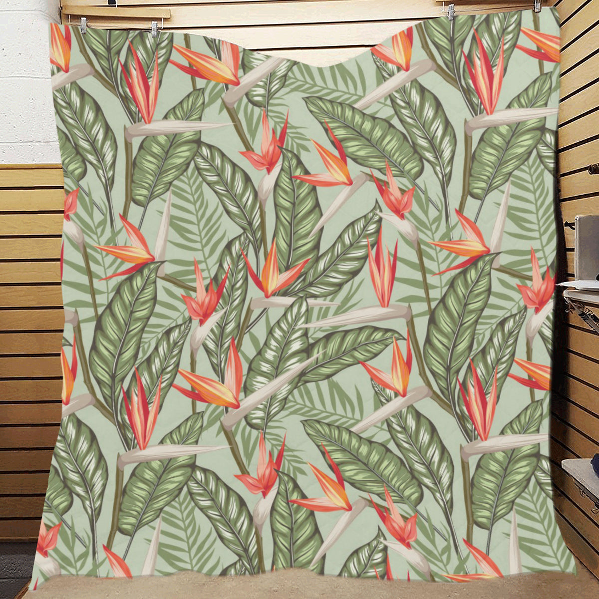 Bird Of Paradise Pattern Print Design BOP08 Premium Quilt