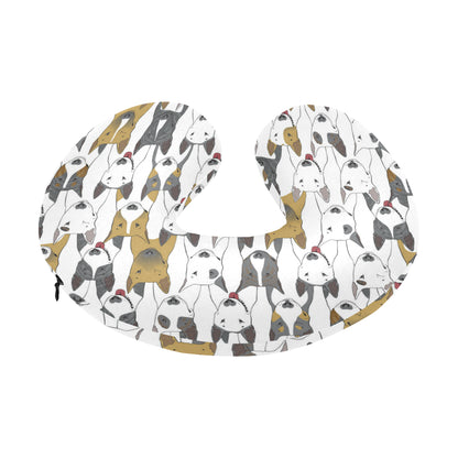 Bull Terriers Pattern Print Design 03 U-Shaped Travel Neck Pillow
