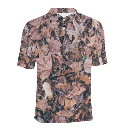 Camouflage Realistic Tree Leaf Print Men Polo Shirt