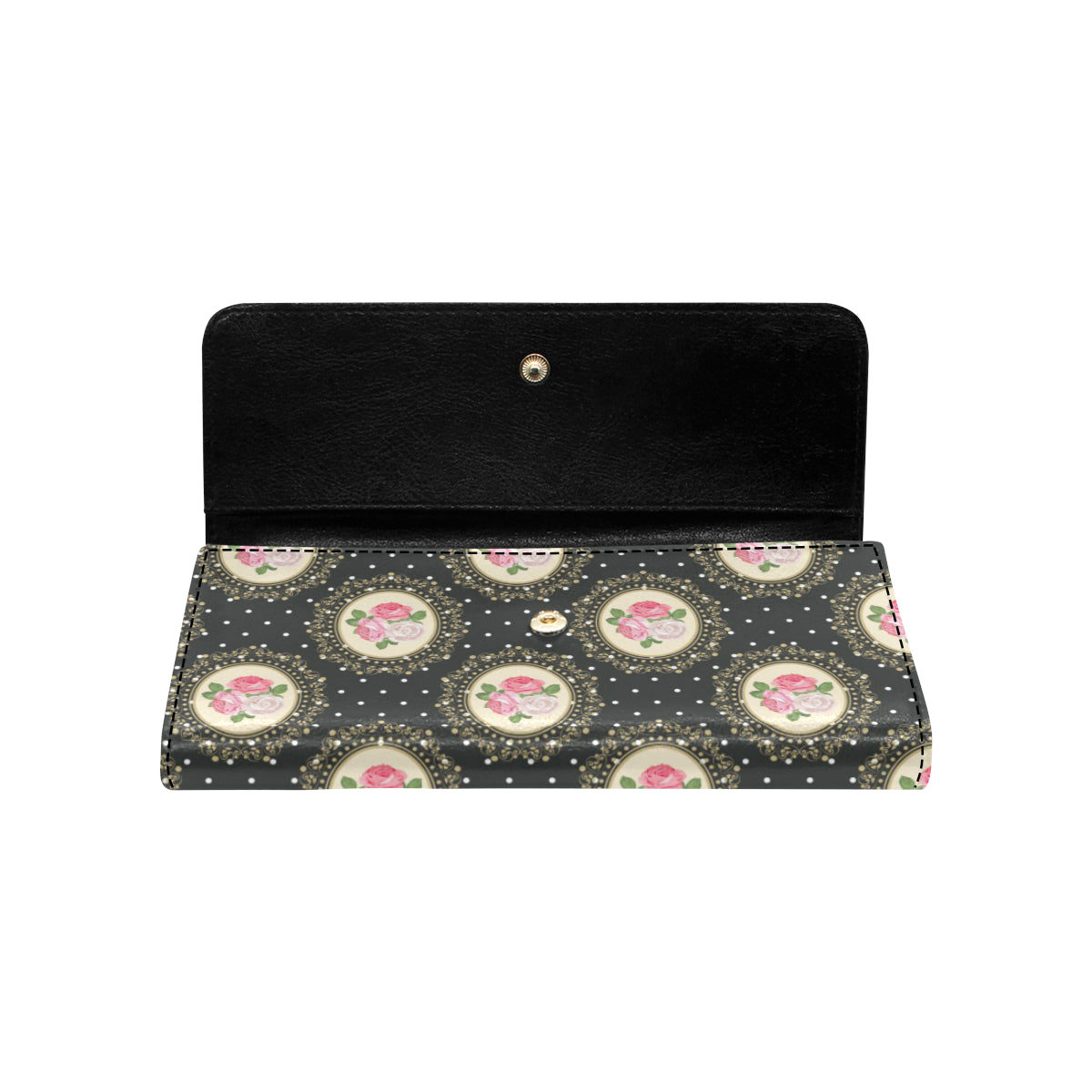 Rose Pattern Print Design RO015 Women's Trifold Wallet