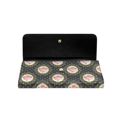Rose Pattern Print Design RO015 Women's Trifold Wallet