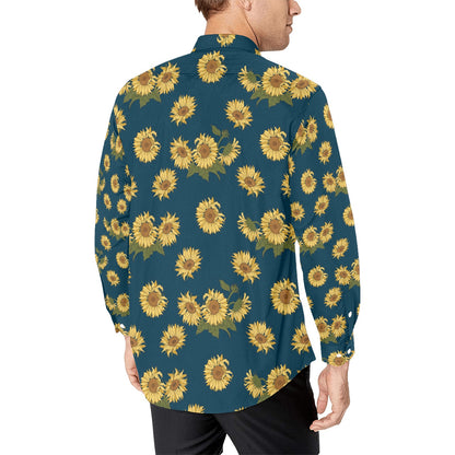 Sunflower Print Design LKS305 Men's Long Sleeve Dress Shirt