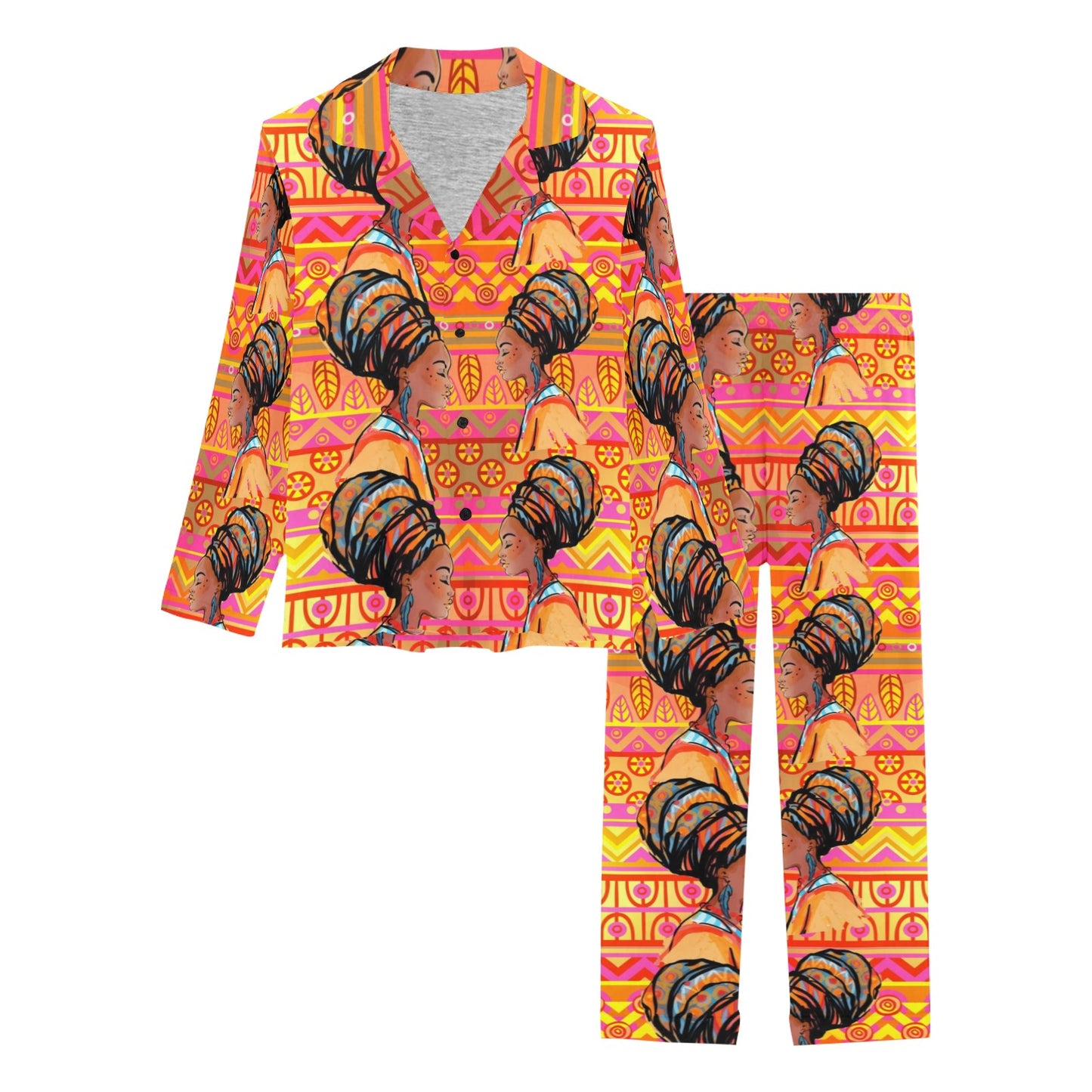African Girl Aztec Women's Long Pajama Set