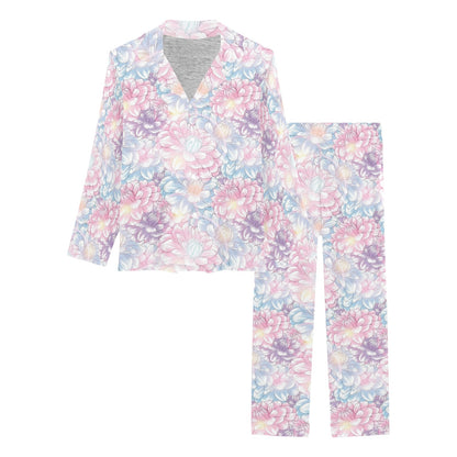 Dahlia Pattern Print Design 01 Women's Long Pajama Set