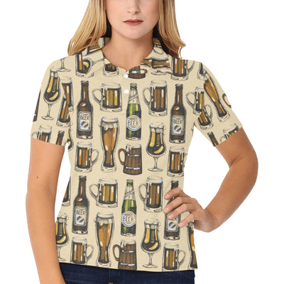 Beer Pattern Print Design 04 Women's Polo Shirt