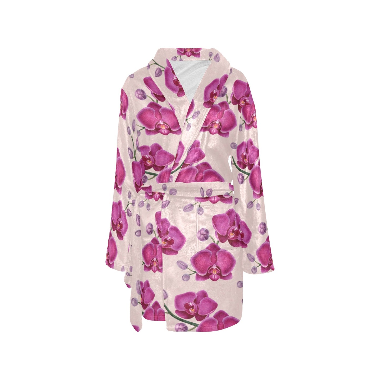 Orchid Pattern Print Design A02 Women's Fleece Robe