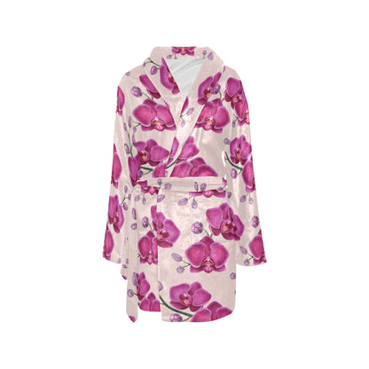 Orchid Pattern Print Design A02 Women's Fleece Robe