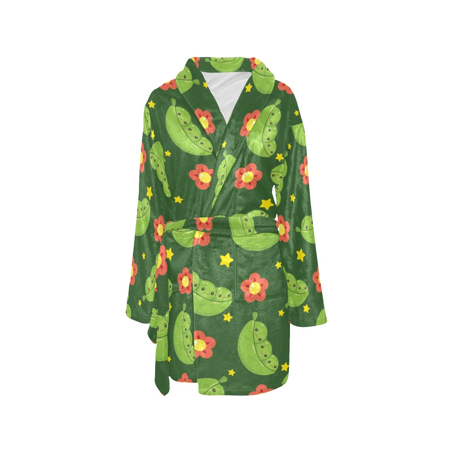 Peas Pattern Print Design A01 Women's Fleece Robe