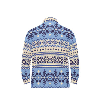 Nordic Pattern Print Design A03 Long Sleeve Polo Shirt For Men's