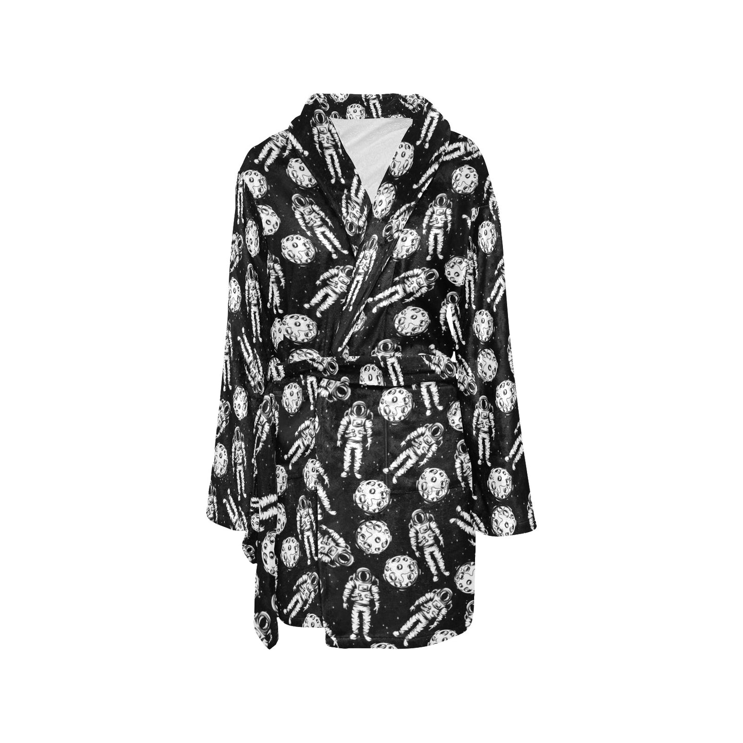 Astronaut Pattern Print Design 03 Women's Fleece Robe