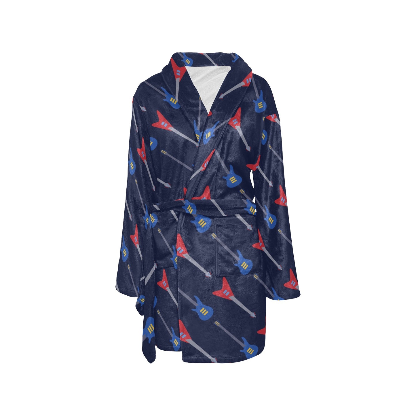 Electric Guitar Pattern Print Design 01 Women's Fleece Robe