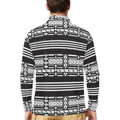 Samoan Tattoo Print Design LKS304 Long Sleeve Polo Shirt For Men's
