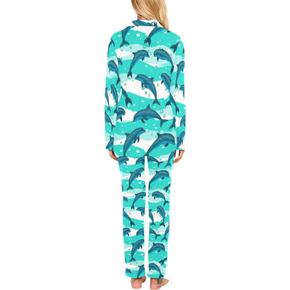 Dolphin Design Print Pattern Women's Long Pajama Set