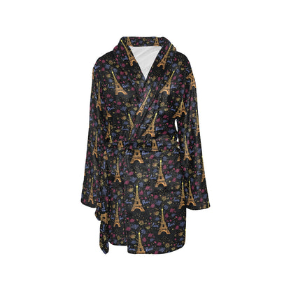 Eiffel Tower Love Paris Print Women's Fleece Robe