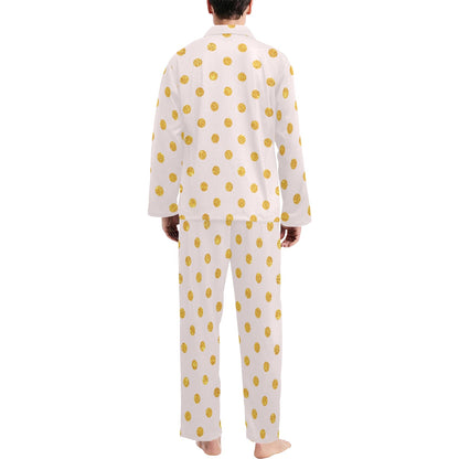 Polka Dot Gold Pink Pattern Print Design 01 Men's Long Pajama Set