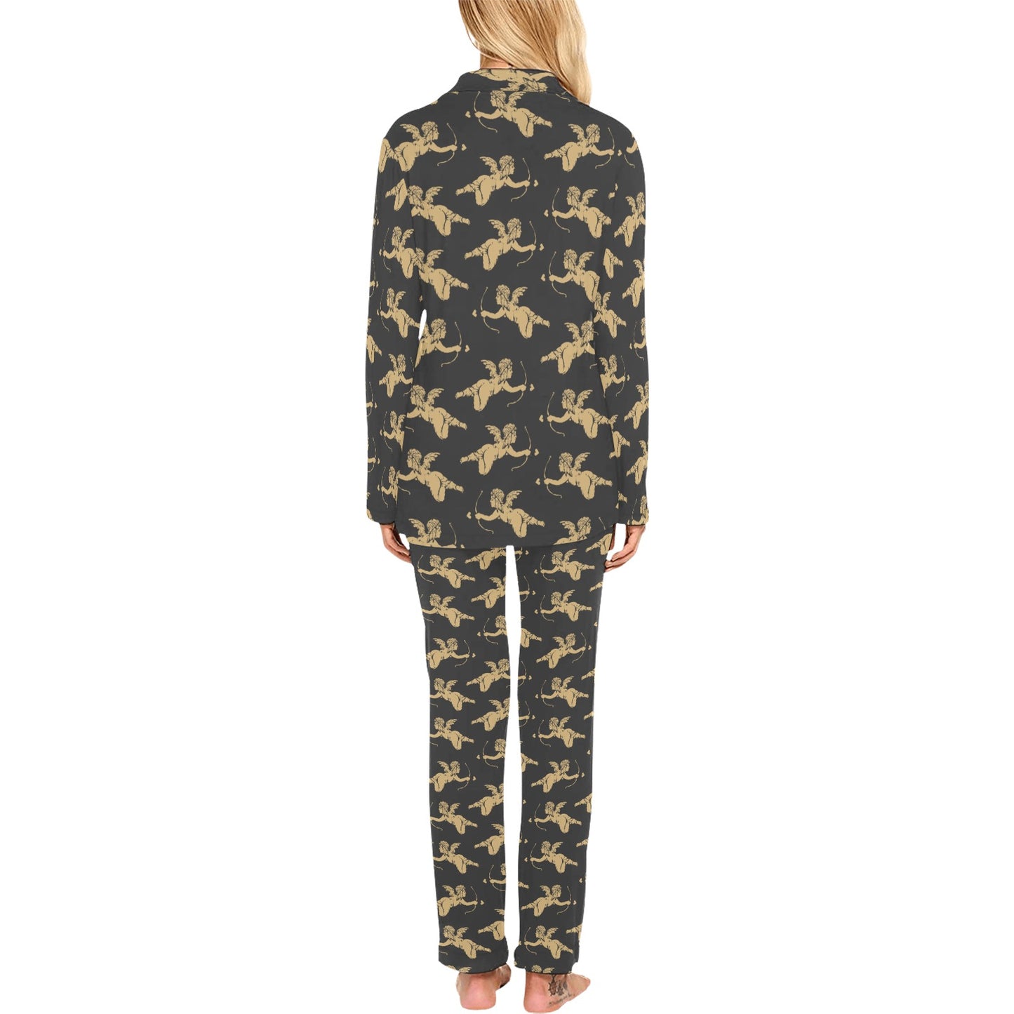 Cupid Pattern Print Design 02 Women's Long Pajama Set