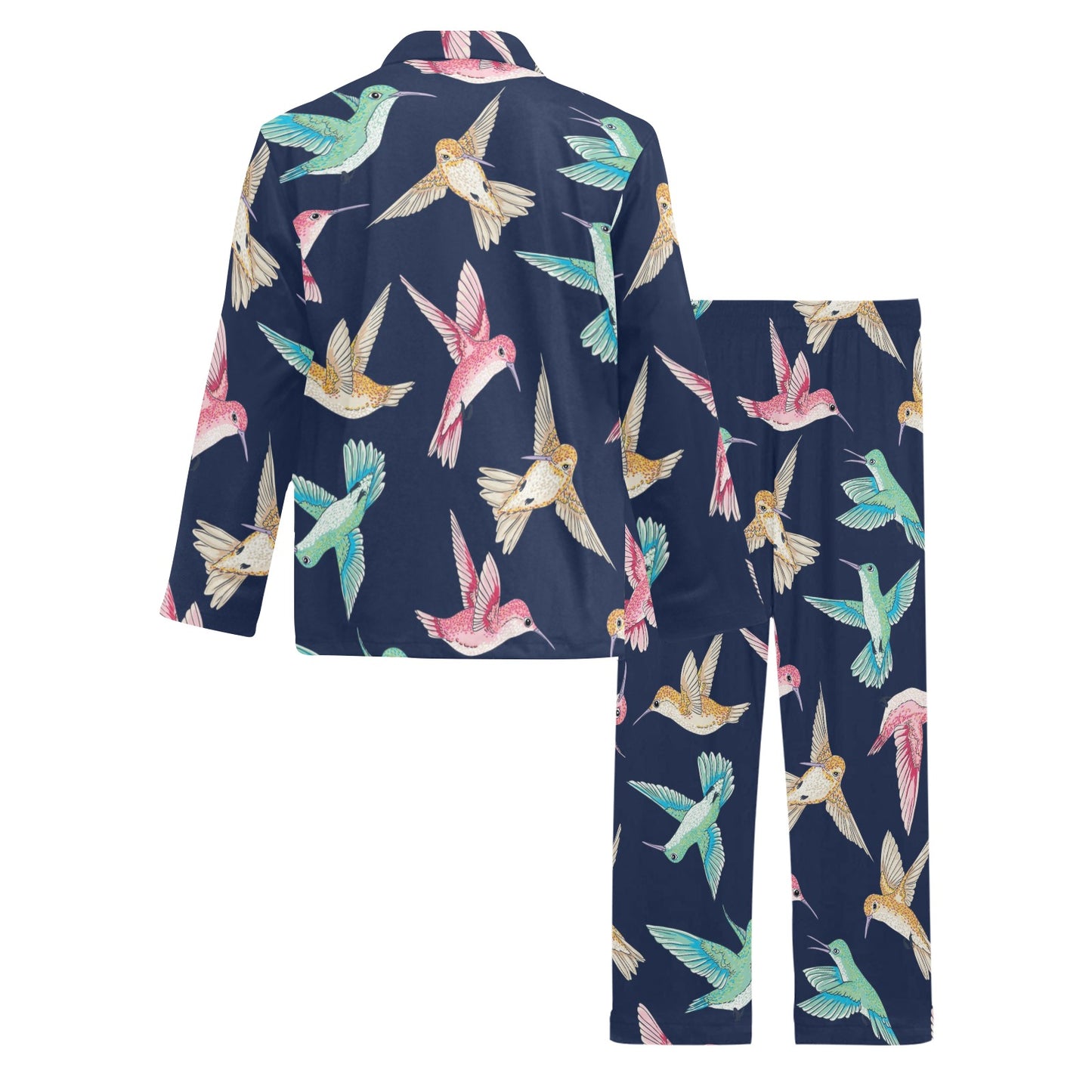 Hummingbird Cute Pattern Print Design 01 Men's Long Pajama Set