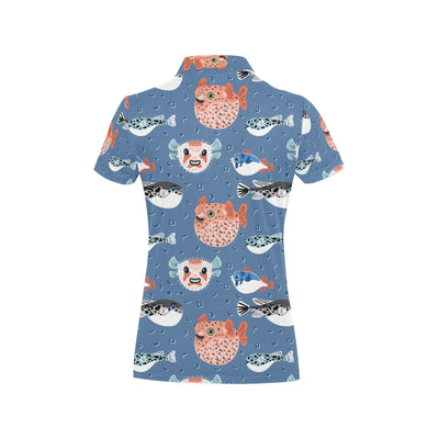 Fugu Pattern Print Design 02 Women's Polo Shirt