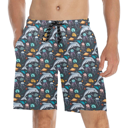 Underwater Dolphin Print Design LKS304 Men's Swim Trunks Beach Shorts