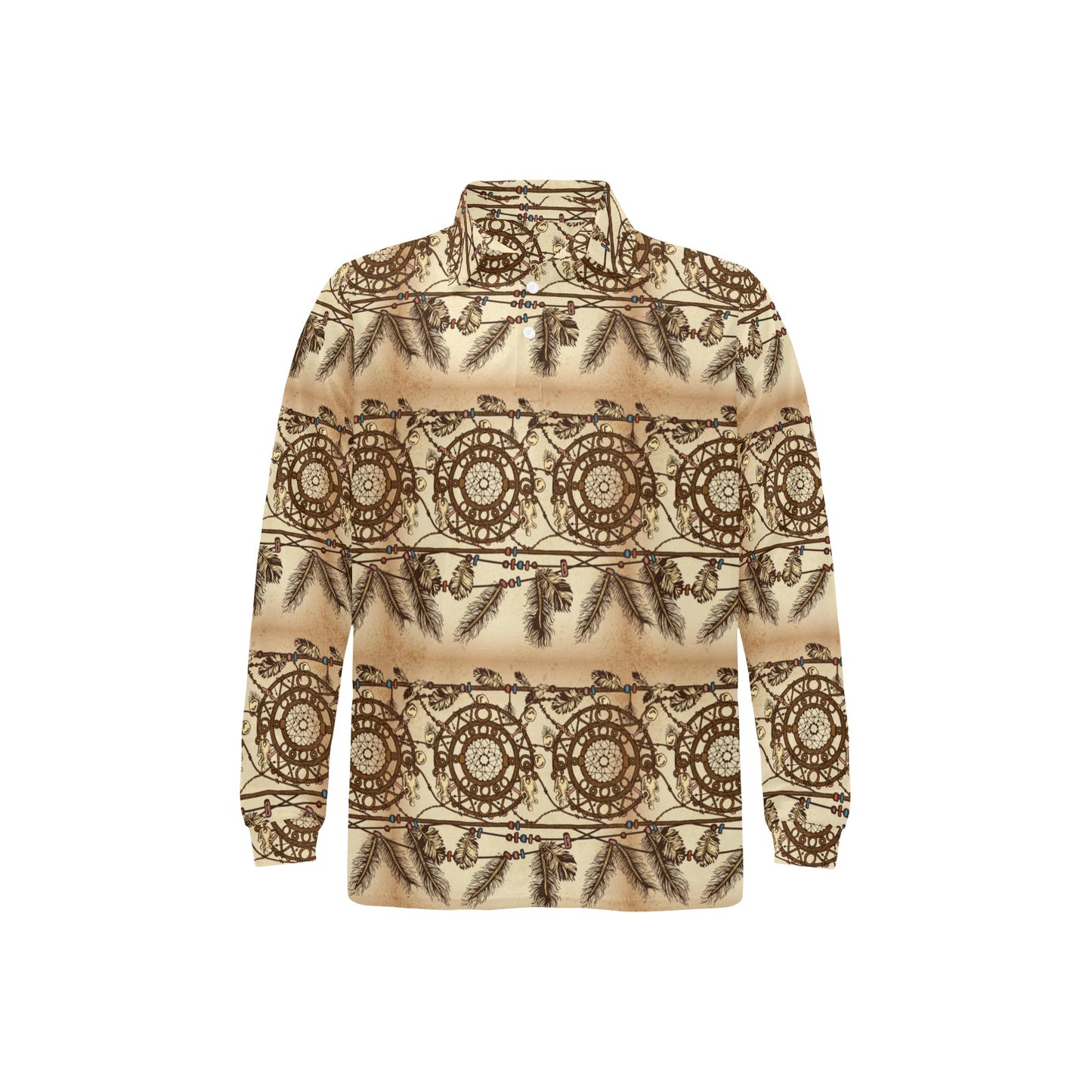Dream catcher vintage native Long Sleeve Polo Shirt For Men's
