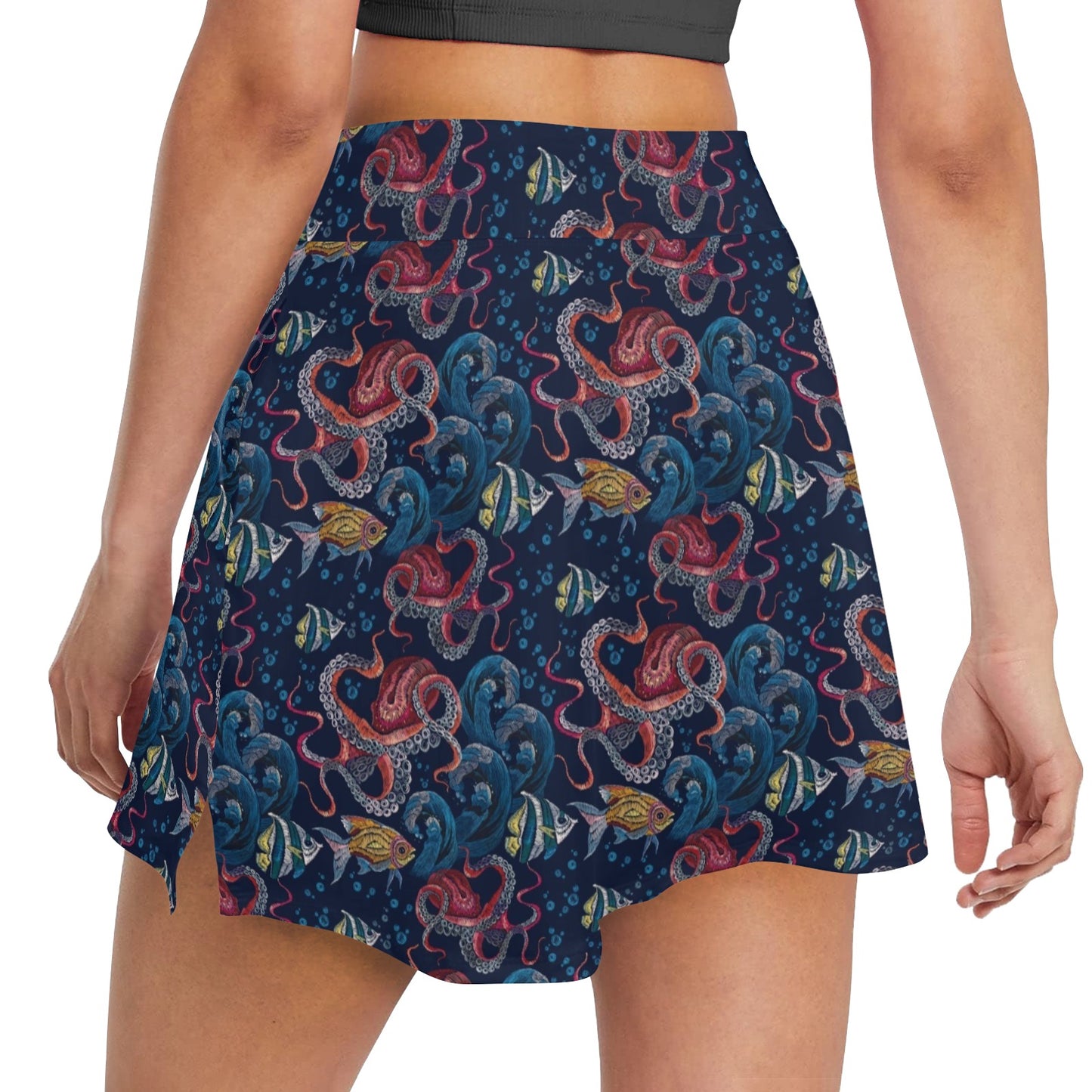 Octopus Deep Sea Print Themed 17" Golf & Pickleball Skort with Pockets