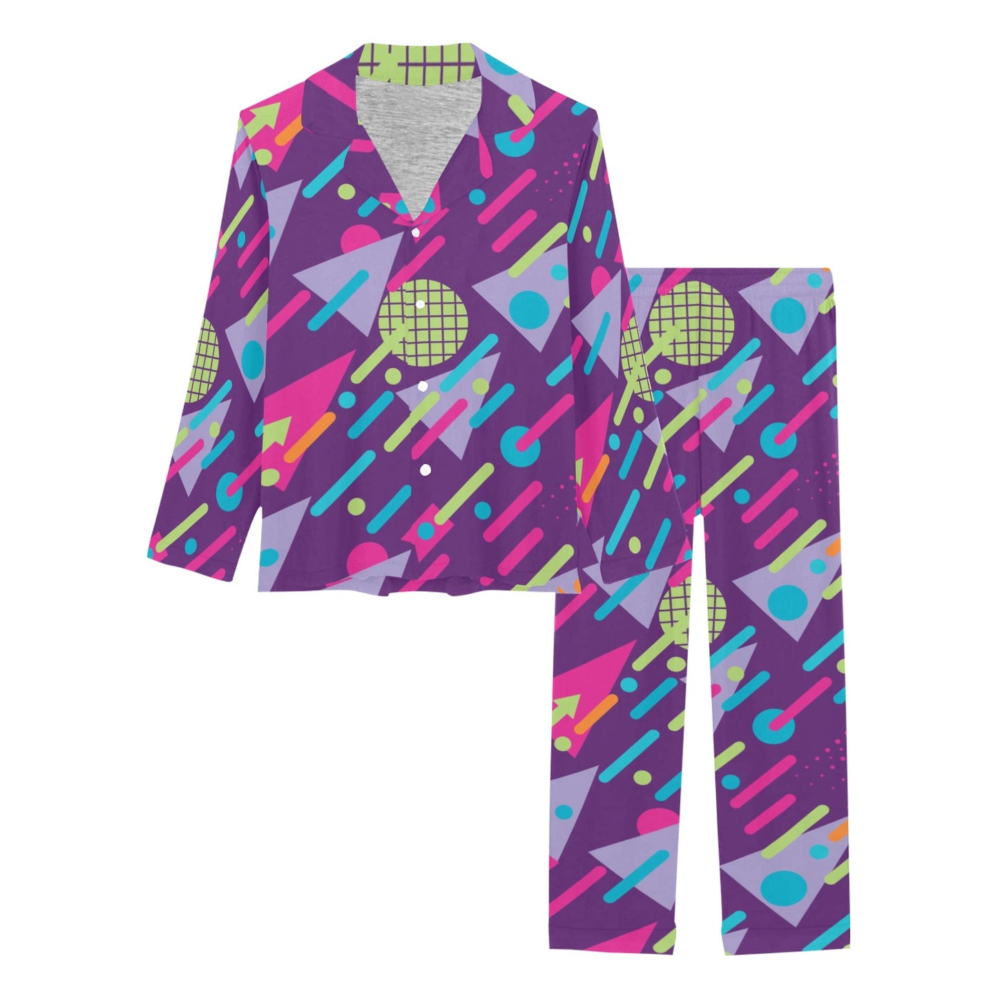 90s Pattern Print Design 4 Women's Long Pajama Set