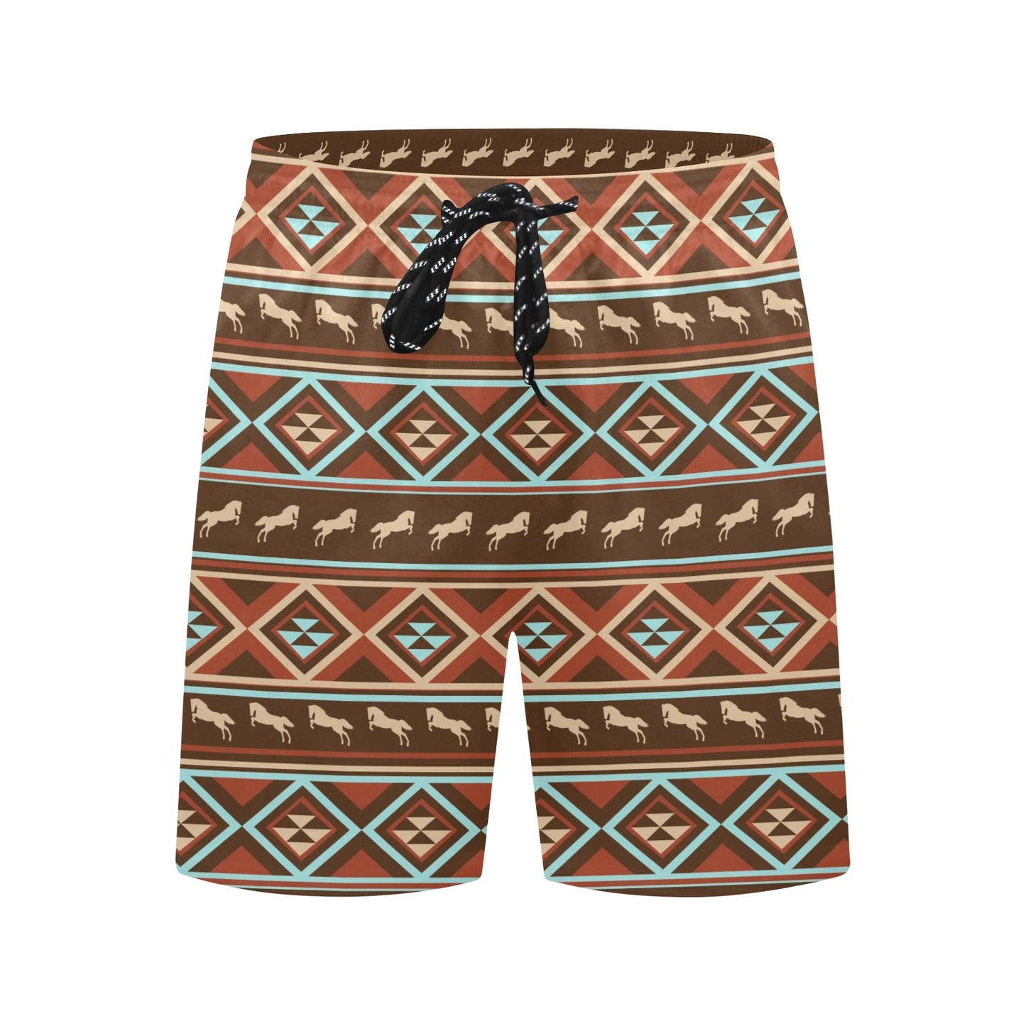 Western Horse Pattern Print LKS301 Men's Swim Trunks Beach Shorts