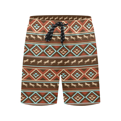 Western Horse Pattern Print LKS301 Men's Swim Trunks Beach Shorts