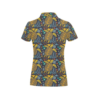 Sea Turtle Pattern Print Design T03 Women's Polo Shirt