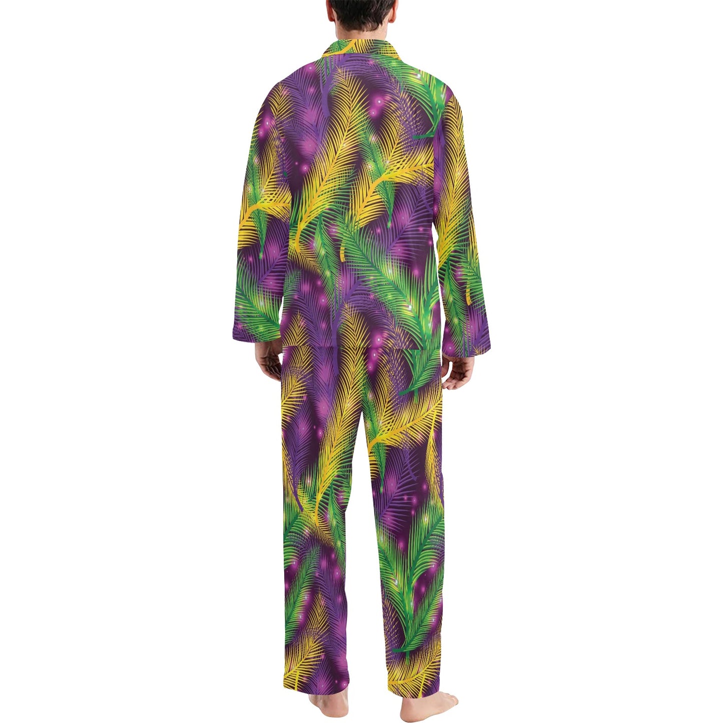 Mardi Gras Pattern Print Design 09 Men's Long Pajama Set