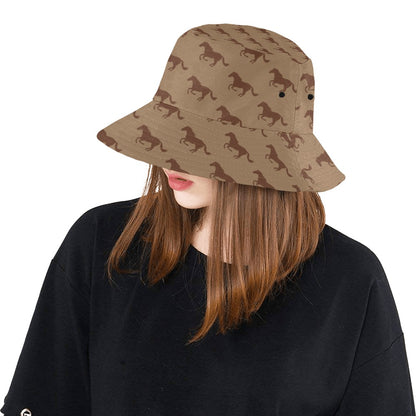 Horse Brown Print Design LKS307 Unisex Bucket Hat