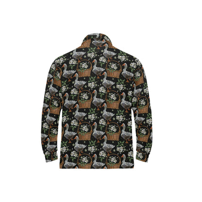 Goose Print Design LKS406 Long Sleeve Polo Shirt For Men's