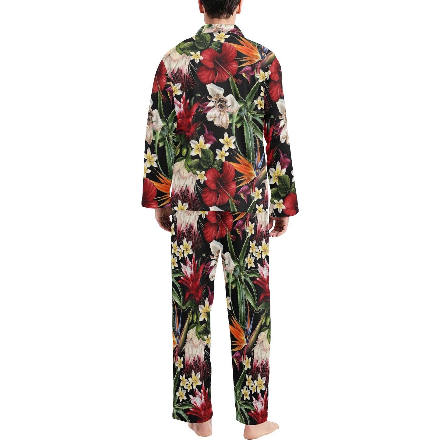 Summer Floral Pattern Print Design SF03 Men's Long Pajama Set