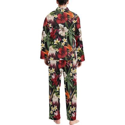 Summer Floral Pattern Print Design SF03 Men's Long Pajama Set