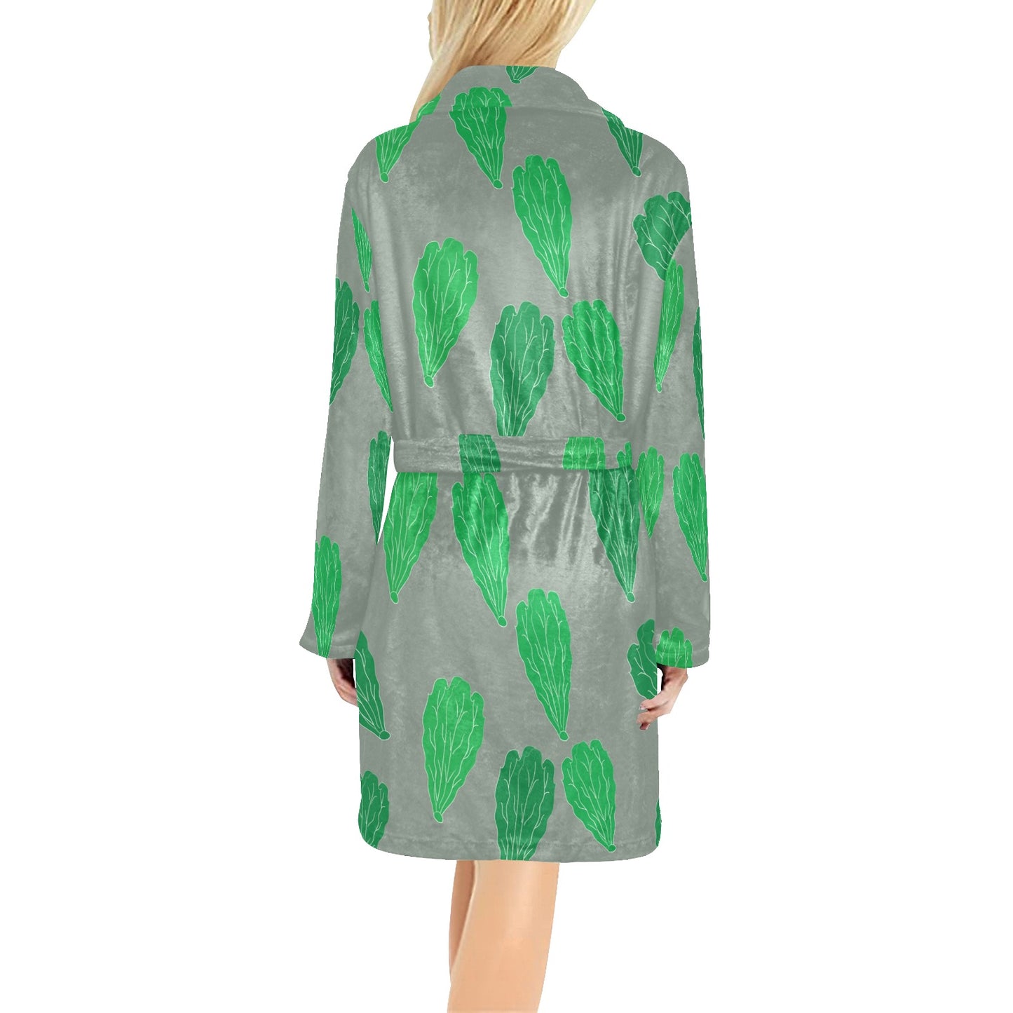 Lettuce Pattern Print Design 02 Women's Fleece Robe