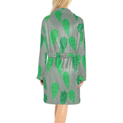 Lettuce Pattern Print Design 02 Women's Fleece Robe