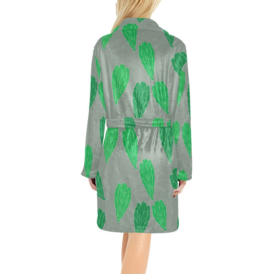 Lettuce Pattern Print Design 02 Women's Fleece Robe