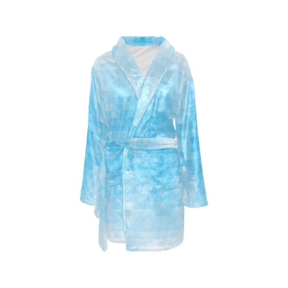 Geometric Blue Pattern Print Design 01 Women's Fleece Robe