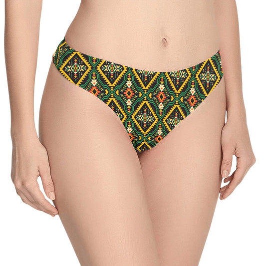 Kente Green Design African Print Women's Thongs
