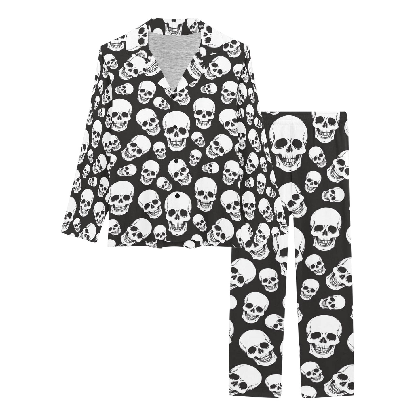 Skull Print Design LKS301 Women's Long Pajama Set