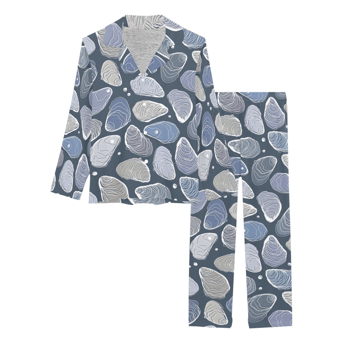 Oyster Pattern Print Design 02 Women's Long Pajama Set