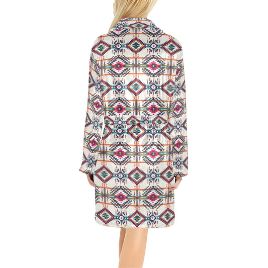 Indian Navajo Art Themed Design Print Women's Fleece Robe